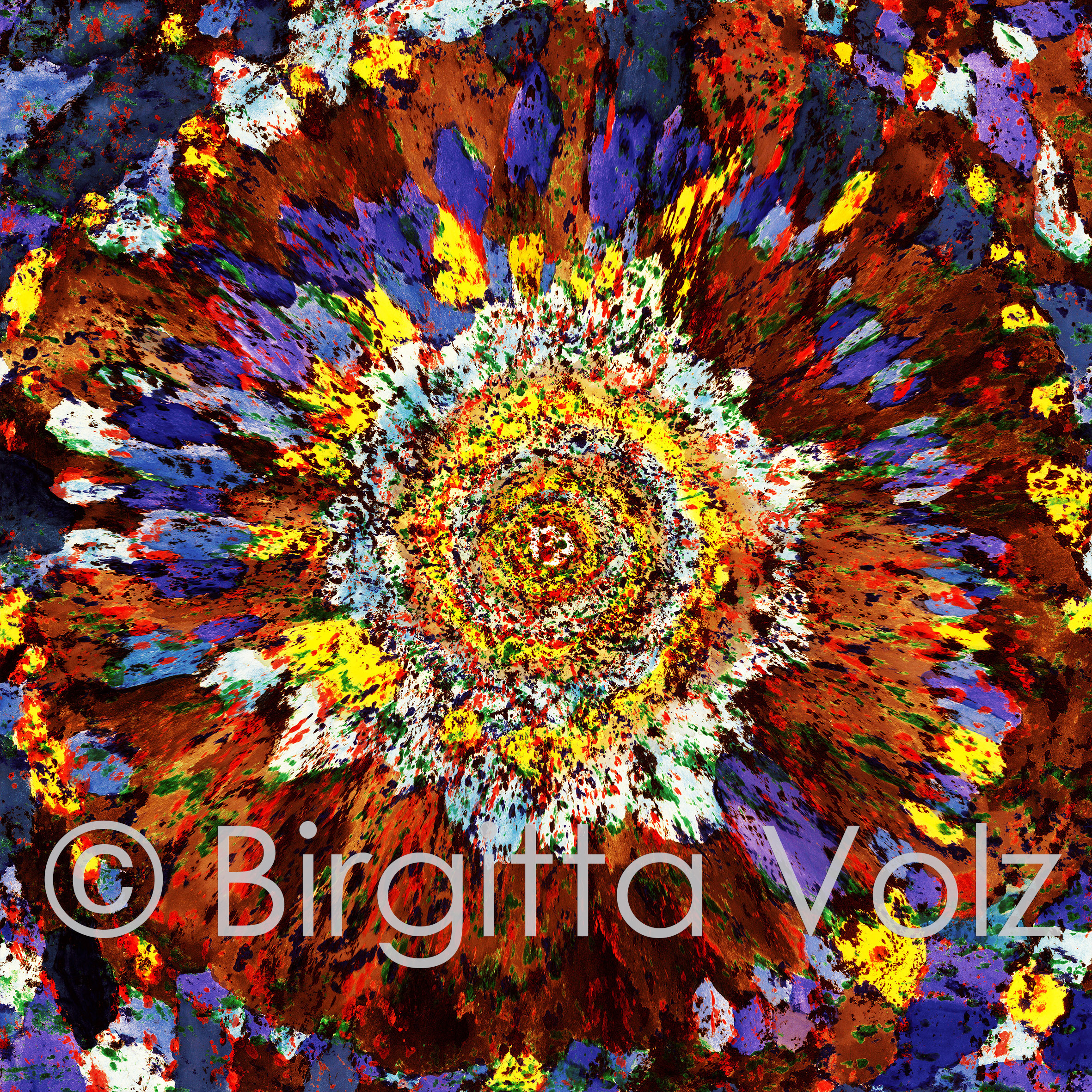 Colourful Galaxy, 2022, 90 x 90 cm, bark print on rice paper, digitally modified