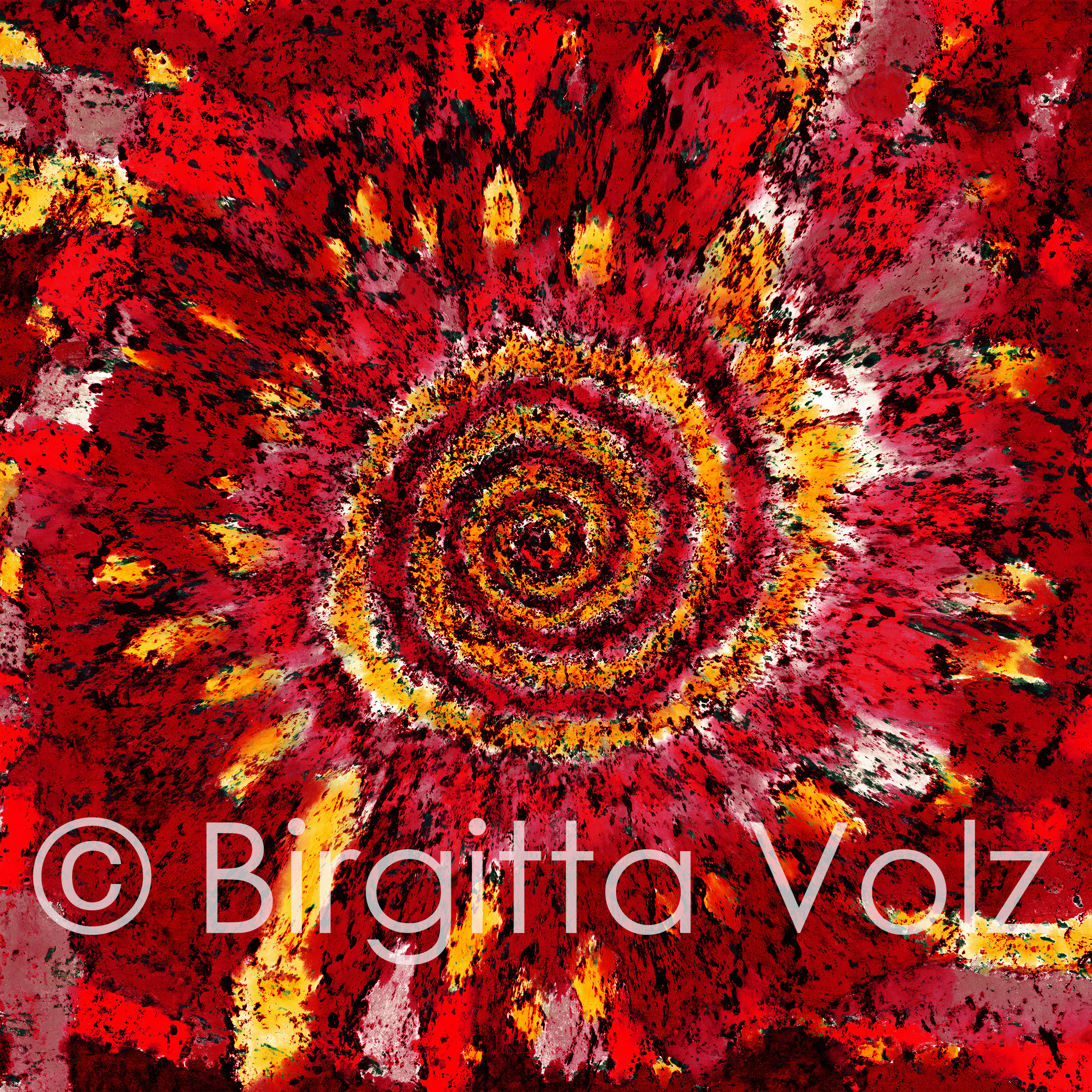 Red Galaxy, 2022, 95 x 95 cm, digital variation of the turquoise galaxy